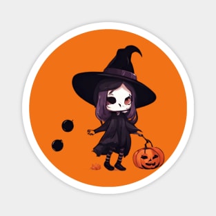 ff5e00 Witchcraft horror anime characters Chibi style +Halloween dark horror Magnet